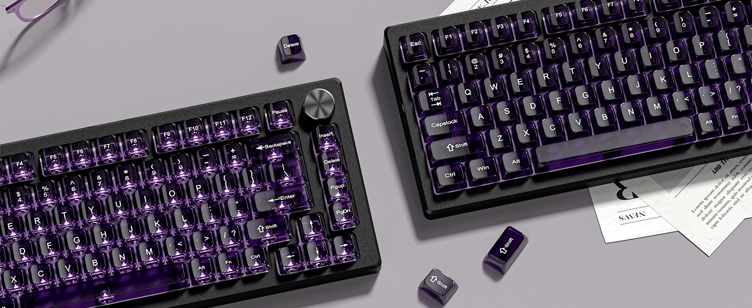 Clear keycaps,Transparent Keyboard keycaps,Jelly Key caps Set,Shine Through keycap,MDA Profile caps