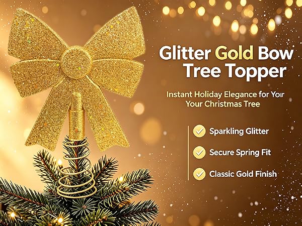 gold glitter christmas tree topper