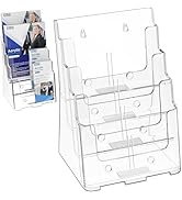 KTRIO Acrylic Brochure Holder 8.5 x 11 inch, Clear 4 Tier Flyer Holders Plastic Literature Magazi...