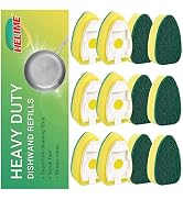 Dishwand Refills Sponge Heads, Dish Wand Refill Non Scratch Replacement, Heavy Duty Scrub Dots Br...