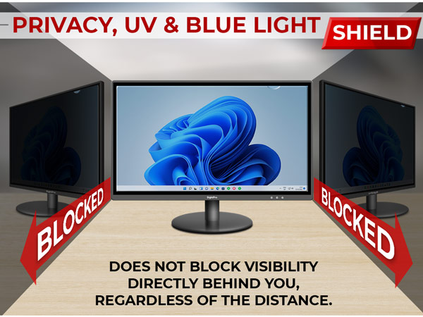 Privacy, UV, Blue Light Shield.