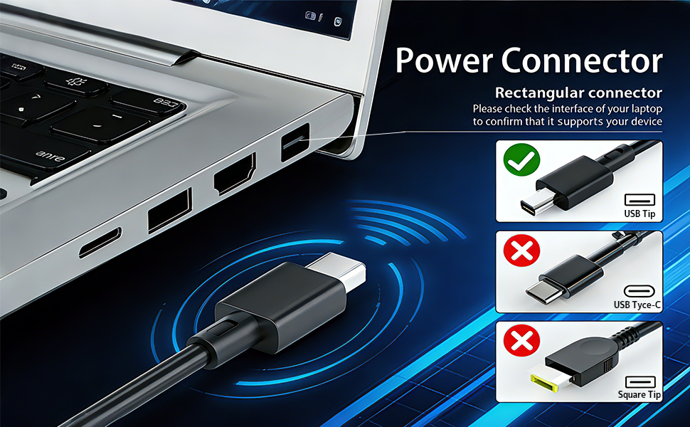 The correct interface for the laptop charger