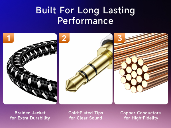 Premium 1/8 to 1/8 Audio Cable – Durable Braided 3.5mm Auxiliary Cable for Clear Stereo Sound