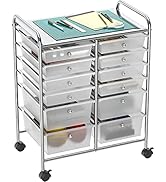 Simple Houseware Utility Cart with 12 Drawers Rolling Storage Art Craft Organizer on Wheels