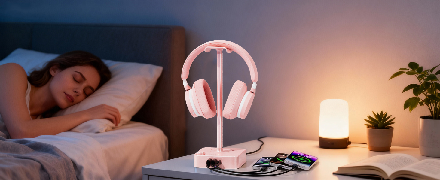 Gaming Headset Holder with 3 USB Ports