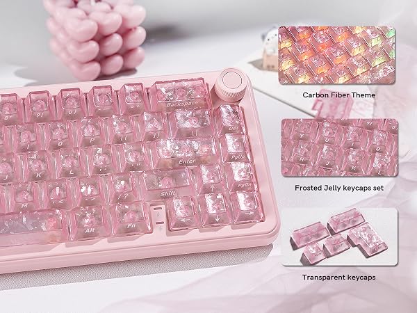 Pink Clear keycaps,Translucent keycaps,Shine Throug Key cap,Side Print,Cherry Profile custom Keycaps