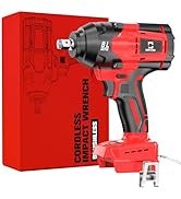 Cordless Impact Wrench 1/2 inch for Milwaukee 18V Battery, 600FT-LBS (810N.m) Brushless Electric ...