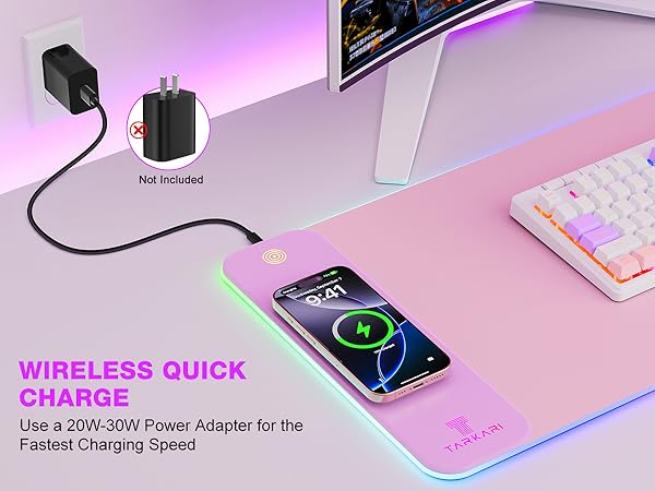 TARKARI Magnetic Wireless Charging RGB Mouse Pad