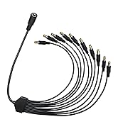DC Power Splitter Cable 5.5x2.5mm 3-Pack, 1 to 10 Way 18AWG 12V/24V 10A High Current Compatible w...