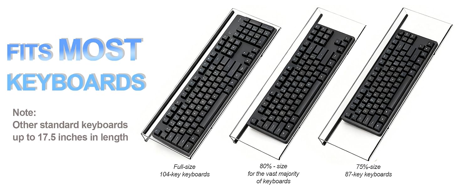 Note: Other standard keyboards up to 17.5 inches in length