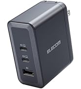 ELECOM USB C GaNII 100W Wall Charger, Ultra Fast Charging, Charge 3 Devices, Foldable Plug AC Ada...