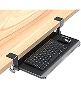 BONTEC Small Keyboard Tray Under Desk, Pull Out Keyboard &amp; Mouse Tray with C Clamp, 20 (24.6Inclu...