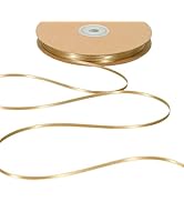 LaRibbons Gold Satin Ribbon 1/8 Inch 100 Yards Thin Luxury Double Faced Pale Gold Silk Ribbon for...