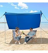 GYMAX Family Beach Tent, UPF50+ Portable Sunshade Shelter with Ground Pegs, Aluminum Poles &amp; Carr...