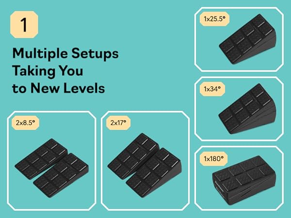 Adjustable slant board calf stretcher and squat wedge block withmultiple incline angle options.&amp;#34;