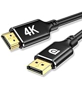 4K DisplayPort to HDMI 6 Feet Gold-Plated Cable, 4K@30Hz, 2K@60Hz, 1080P Full HD, Uni-Directional...