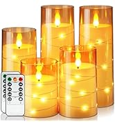 Homemory Acrylic Flameless Candles with Embedded Star String Fairy Lights, Battery Operated Candl...