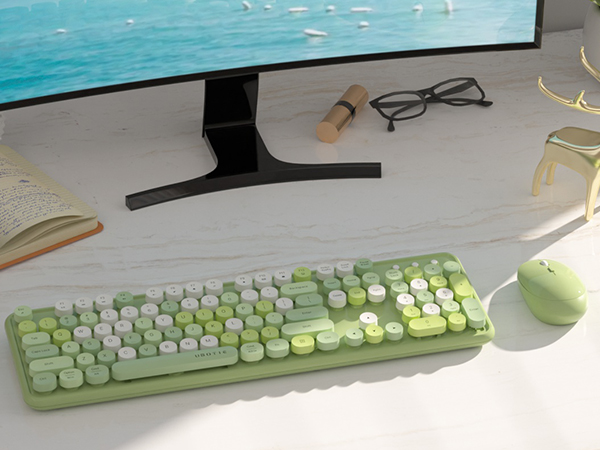 green colorful keyboard and mouse