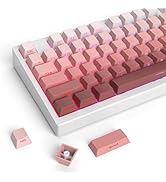 Ussixchare PBT Gradient Pink Keycaps Side Printed Shine Through Keycaps Set Cherry Profile Double...