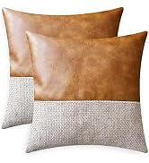 CaliTime Throw Pillow Covers Pack of 2 Soft Faux Leather Solid Dyed Cross Chenille Cushion Cases ...
