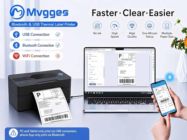 Bluetooth &amp;amp; USB Thermal Label Printer