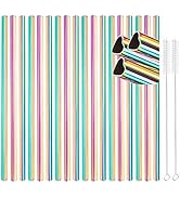 [18 PCS] New Heart Shape Metal Straws 304 Food Grade Stainless Steel, Tomorotec Bulk Reusable Sta...