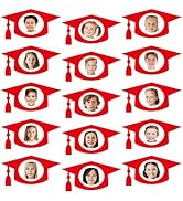 JarThenaAMCS 50 Pcs Graduation Hat DIY Cutouts Red Grad Cap Tassel Paper Cutting Bulletin Board D...