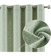 jinchan Faux Linen Curtains Thick Burlap Sage Green Curtains 84 Inches Long Farmhouse Living Room...