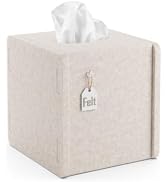 Fluxynara Felt Square Tissue Box Cover, Tissue Box Holder, Oatmeal | Eco-Friendly Recycled Felt, ...