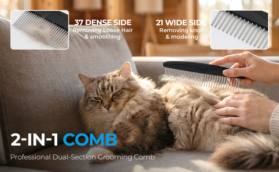 2-In-1 Metal Grooming Comb