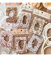 Maxleaf Vintage Frame Cards Set, 60PCS Hollow Flowers Retro Mirror Frame Collage Paper for Scrapb...