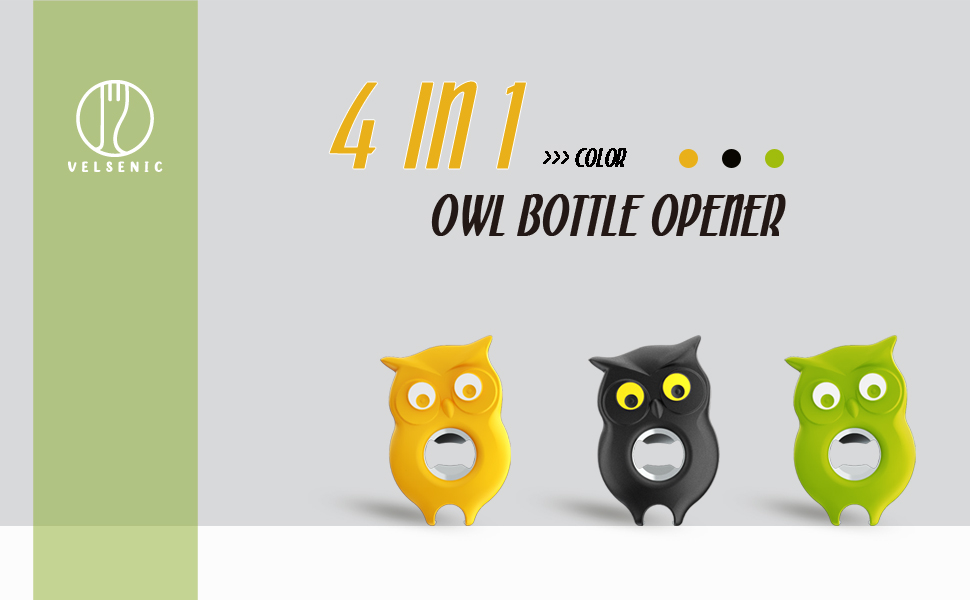 4 in 1 Owl Bottle Opener Manual Jar Opener for Weak Hands