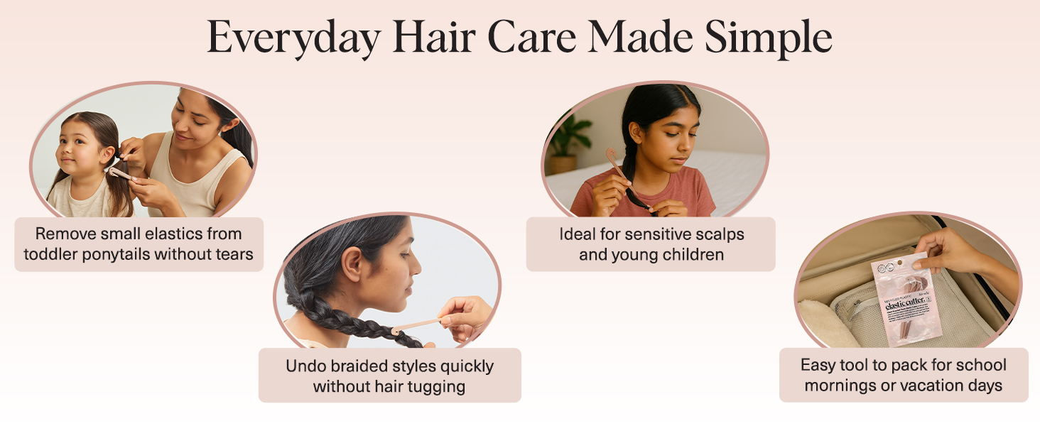 Hair Tie Cutter – Easy To Use, Pain Free Rubber Band Cutter for Hair Kids, Baby &amp; Toddler Girls