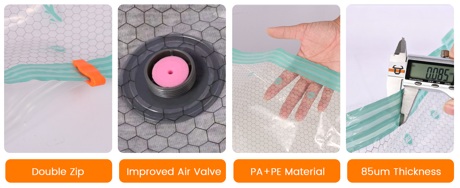 Vacuum Seal Bags for Travel with Rechargeable Cordless Pump, Compression Packing Cubes