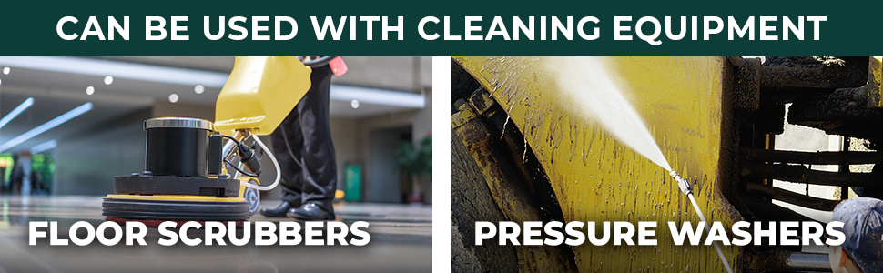 Can be used with cleaning equipment; Floor scrubbers; Pressure washers