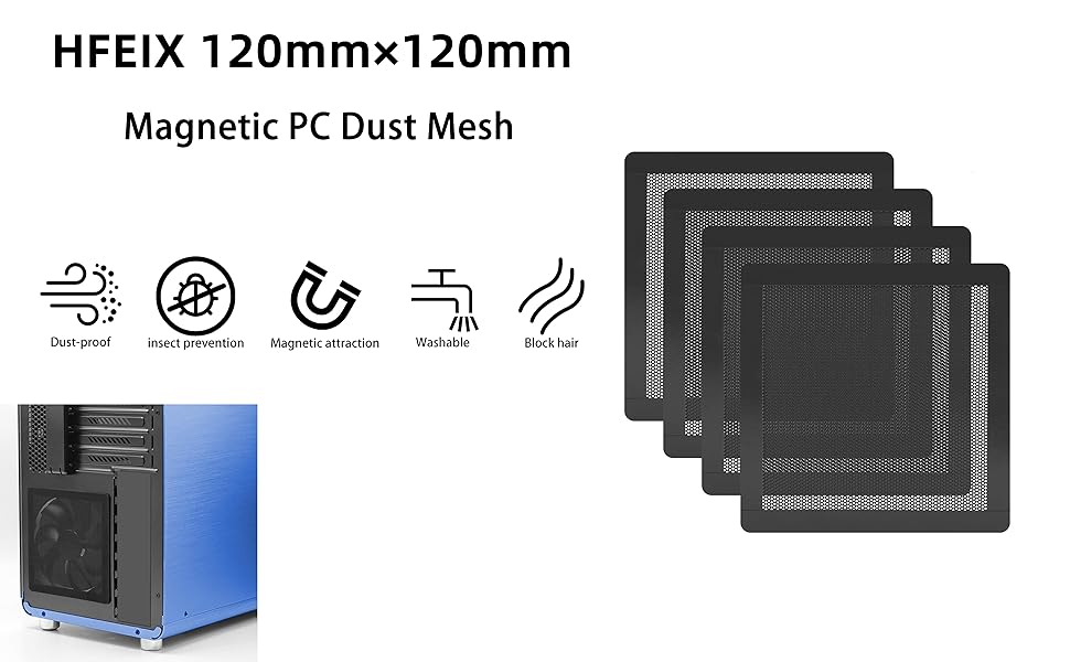 HFEIX 120mmx120mm Magnetic PC Dust Mesh