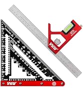 VNW 7inch Rafter Square and 12inch Combination Square Set -CNC-Machined Aluminum Alloy,Heavy Duty...