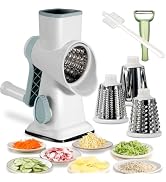 Rotary Cheese Grater Shredder with Handle Handheld Round Mandoline Vegetable Slicer Carrot Shredd...