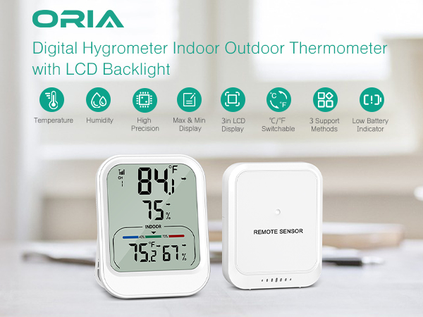 Digital Thermometer Hygrometer, Wireless Indoor Outdoor Thermometer