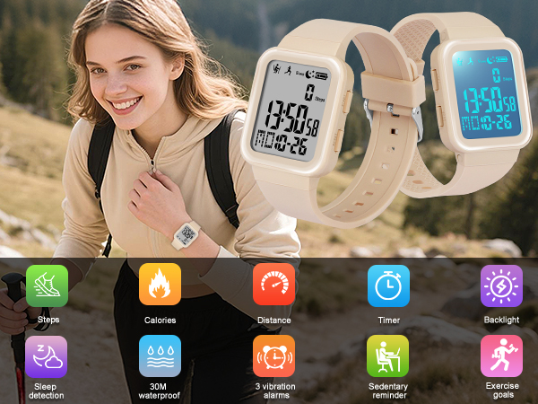 No-App Fitness Tracker Digital Watch