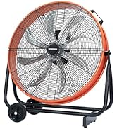 VENTISOL 24 Inch Industrial Floor Drum Fan, 9500 CFM Heavy Duty Floor Fan with 8 Blades, 3-Speed ...