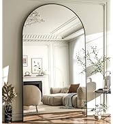 HARRITPURE 86x46 inch Full Length Mirror - Oversized Arched Mirror Aluminum Frame Full Body Floor...