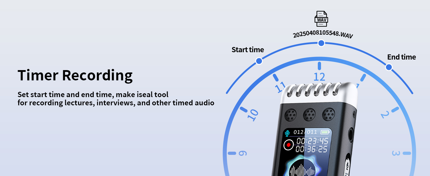 USB C Voice Recorder come with timer recording