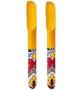 Prepara Taco Spoon, Talavera Yellow, Set of 2 - Durable Melamine Taco Filling Spoons for Hard She...