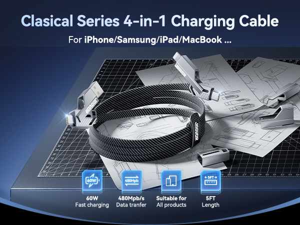 Multi 4 in 1 USB C Charging Cable
