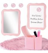 11Pcs Locker Accessories for Girls, Magnetic Locker Mirror Organizer Decor | Magnetic Mirror, Whi...