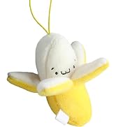 SquarezhenBo Yellow Peeling Banana Keychain, BPlush, Banana Man Plush, Cartoon Birthday Gift PP C...