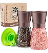 HOME EC Premium Stainless Steel Sea Salt and Pepper Grinder Set of 2 - Adjustable Ceramic, Glass ...