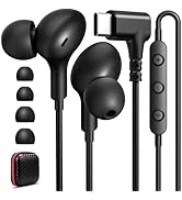 iMangoo USB C Headphones Wired 90° Angled Plug in Ear Buds HiFi Sound USBC Headphone Laptop Work ...
