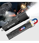 SKYFIRE Rechargeable EDC Flashlight with Electric Lighter 2PACK,Magnetic Flash Lights with UV,Red...